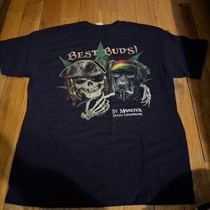 Black Mary Jane Graphic Tee with Skeleton and Dog Design